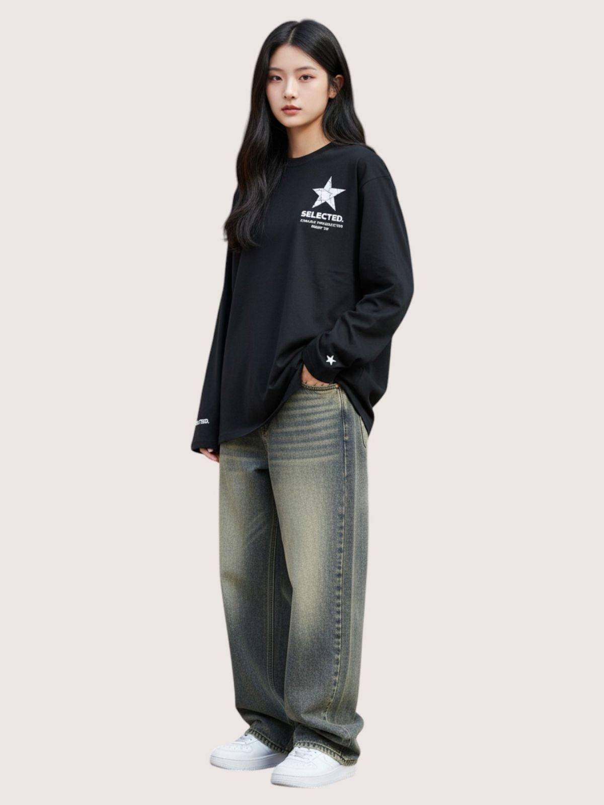 지블랙(ZBLACK) 셀렉티드 스타   롱슬리브(BLACK)