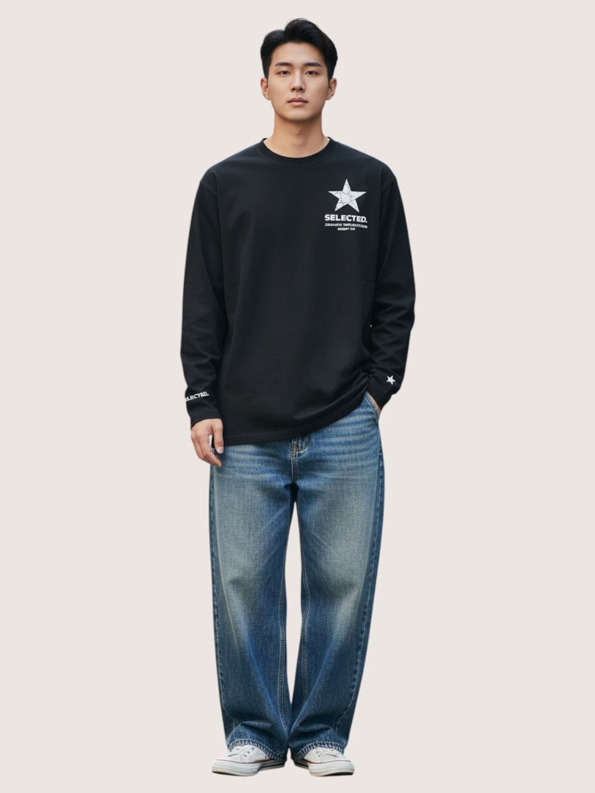 지블랙(ZBLACK) 셀렉티드 스타   롱슬리브(BLACK)