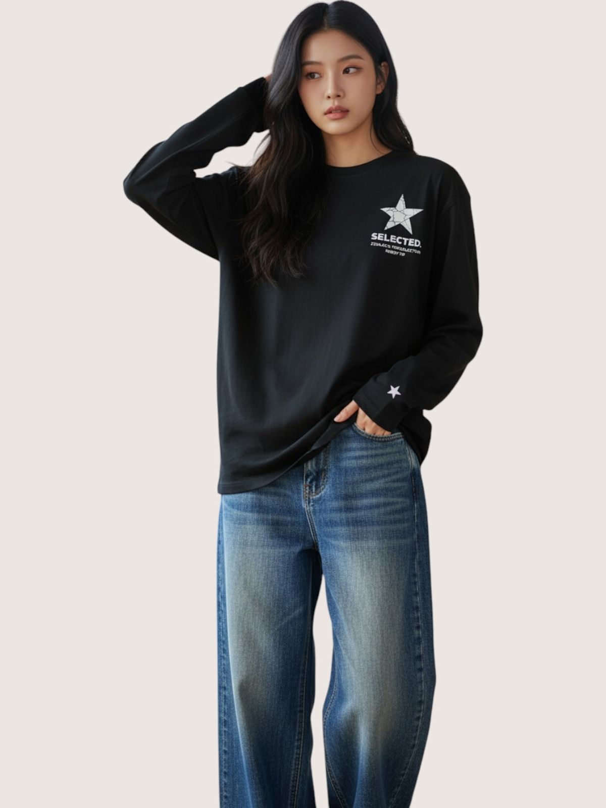 지블랙(ZBLACK) 셀렉티드 스타   롱슬리브(BLACK)