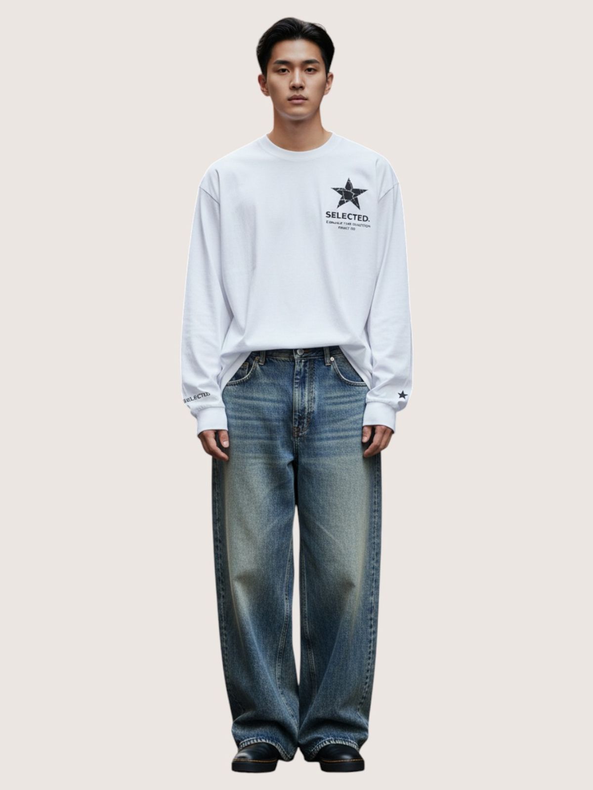 지블랙(ZBLACK) 셀렉티드 스타   롱슬리브(WHITE)