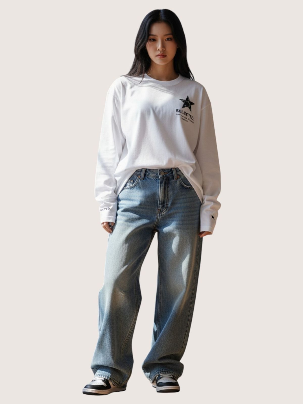 지블랙(ZBLACK) 셀렉티드 스타   롱슬리브(WHITE)