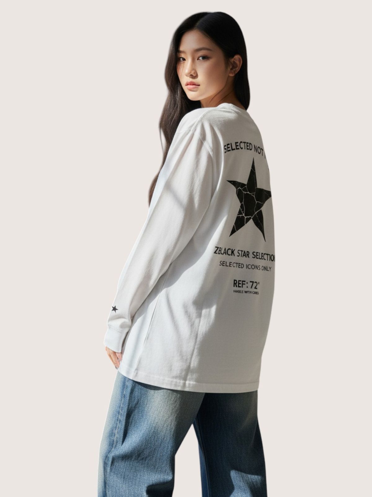 지블랙(ZBLACK) 셀렉티드 스타   롱슬리브(WHITE)