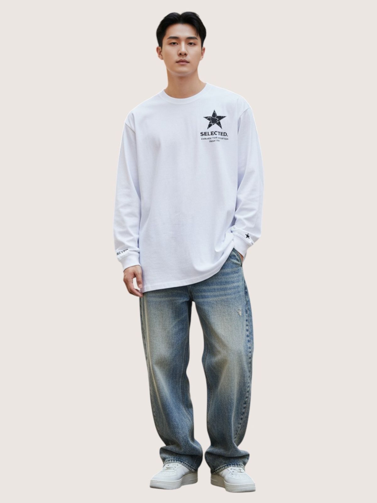지블랙(ZBLACK) 셀렉티드 스타   롱슬리브(WHITE)