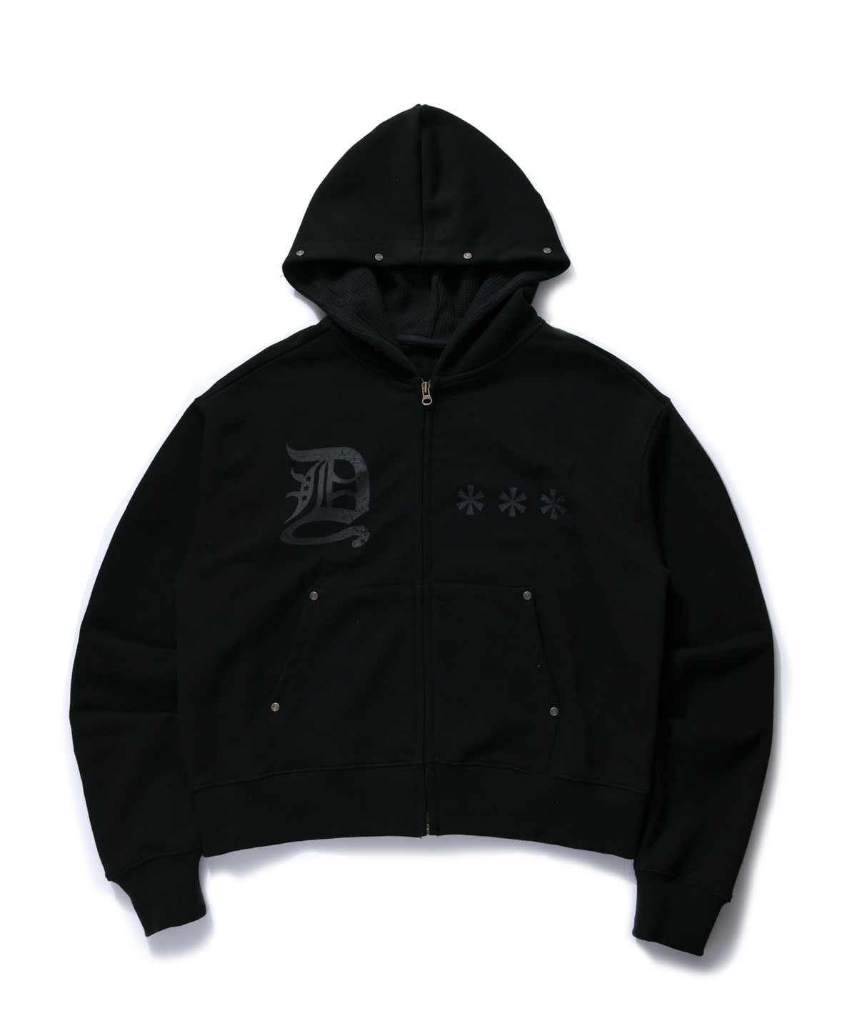 아모우(AMOU) D-Star Hoodie Zip Up BLACK
