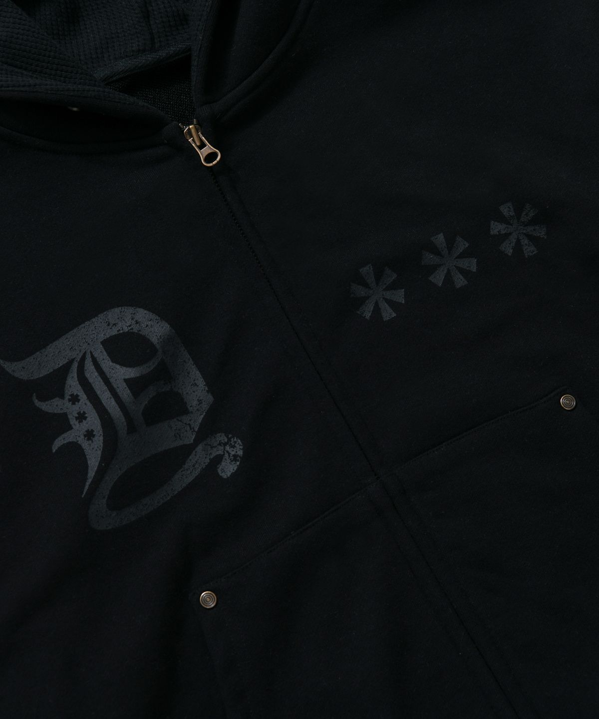 아모우(AMOU) D-Star Hoodie Zip Up BLACK