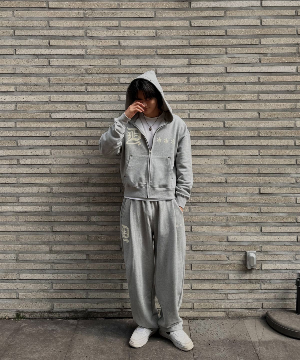 아모우(AMOU) D-Star Hoodie Zip Up GRAY