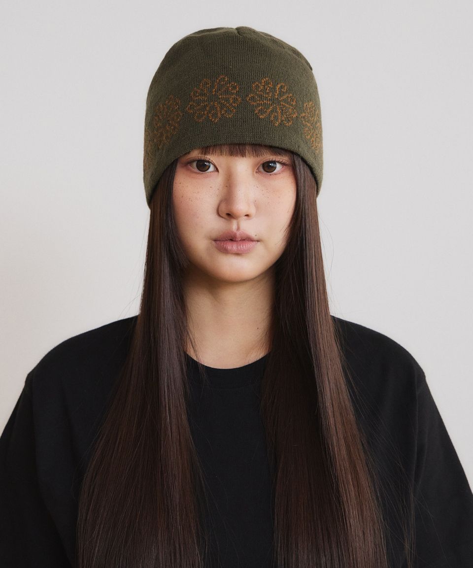 MUSINSA | 9999ARCHIVE Linking Flower Jacquard Beanie