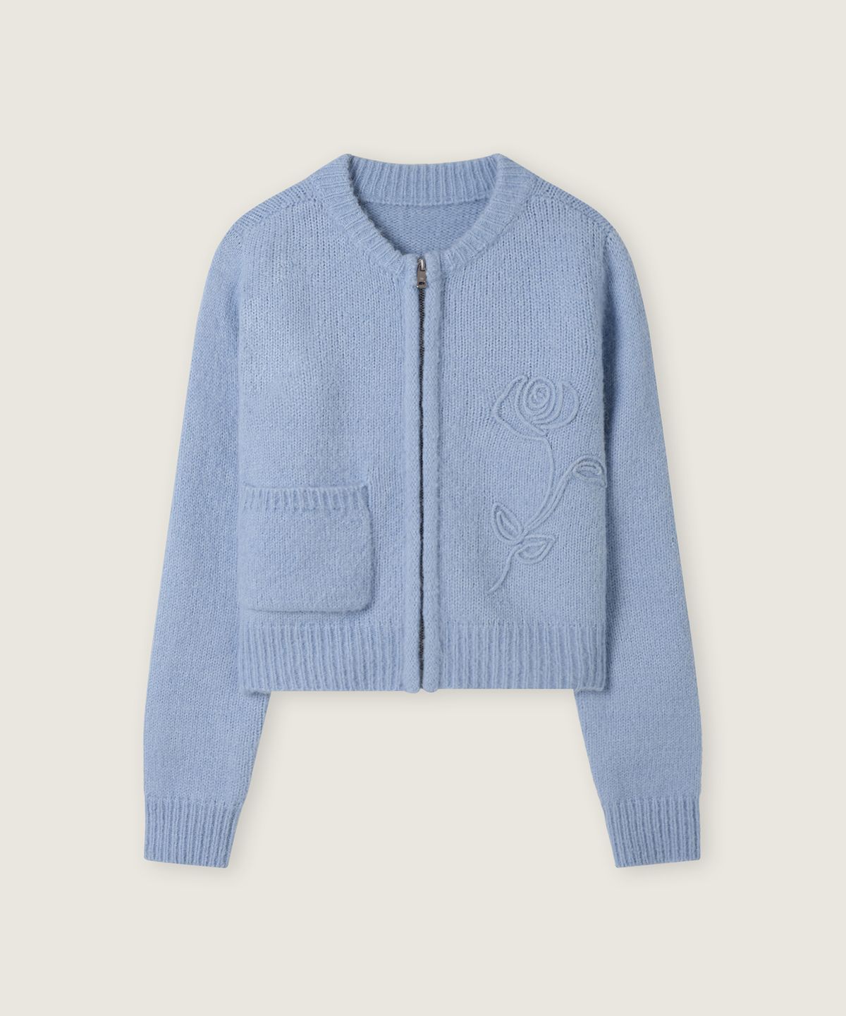 로엠(ROEM) 플라워 디테일 집업 가디건 (BLUE) RMCKG23YT3