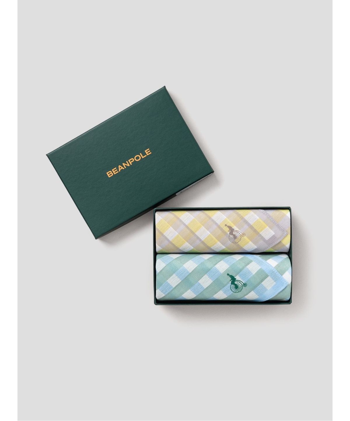 빈폴 액세서리(BEANPOLE ACCESSORY) 여성 깅엄체크 손수건 2매 세트  그린