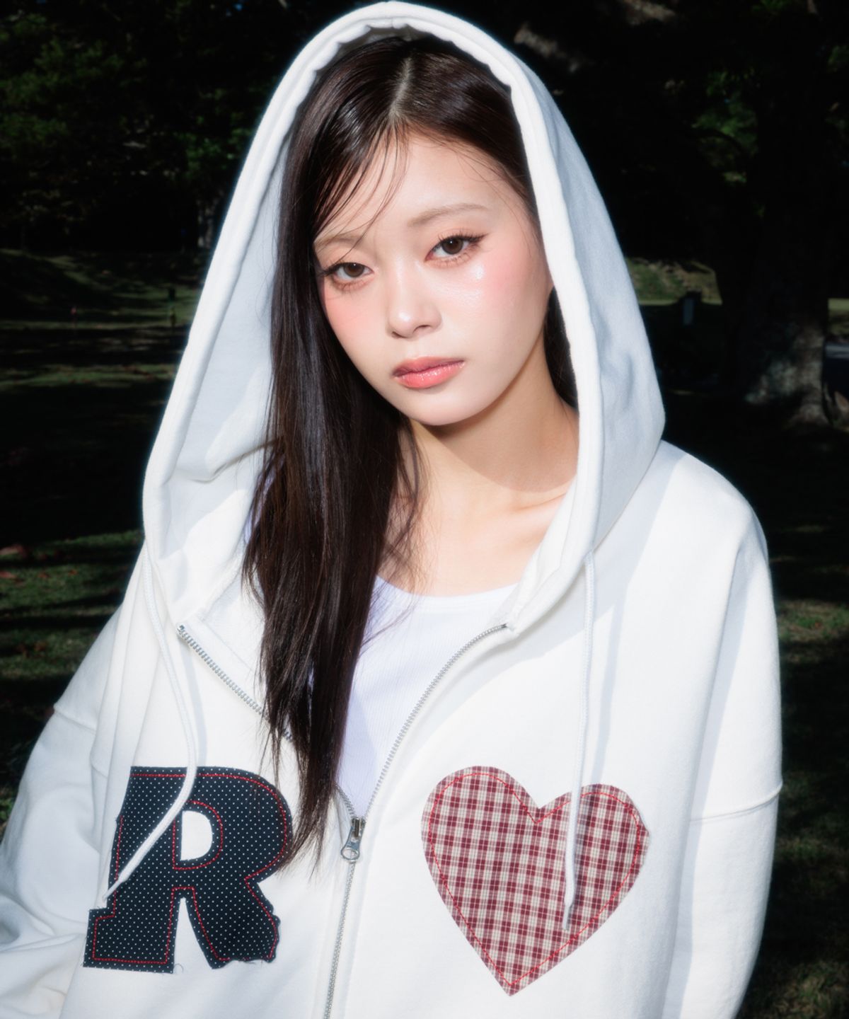 로제프란츠(ROSEFRANTZ) Heart Check Overfit Hood Zip-Up [Ivory]