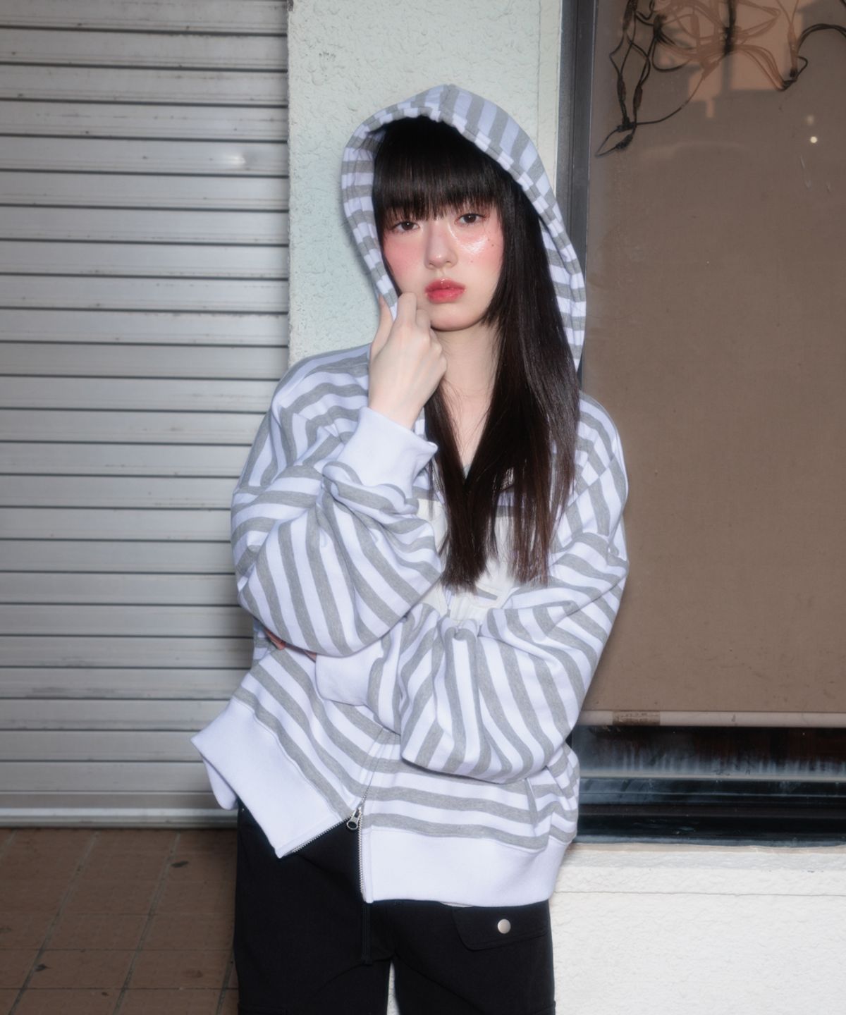 로제프란츠(ROSEFRANTZ) Patch Stripe Hood Zip-Up [Ivory]