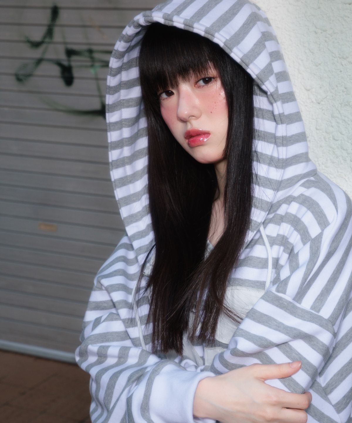 로제프란츠(ROSEFRANTZ) Patch Stripe Hood Zip-Up [Ivory]