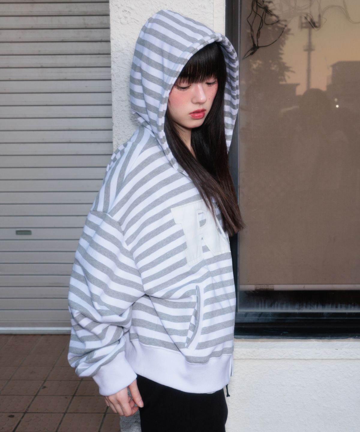 로제프란츠(ROSEFRANTZ) Patch Stripe Hood Zip-Up [Ivory]