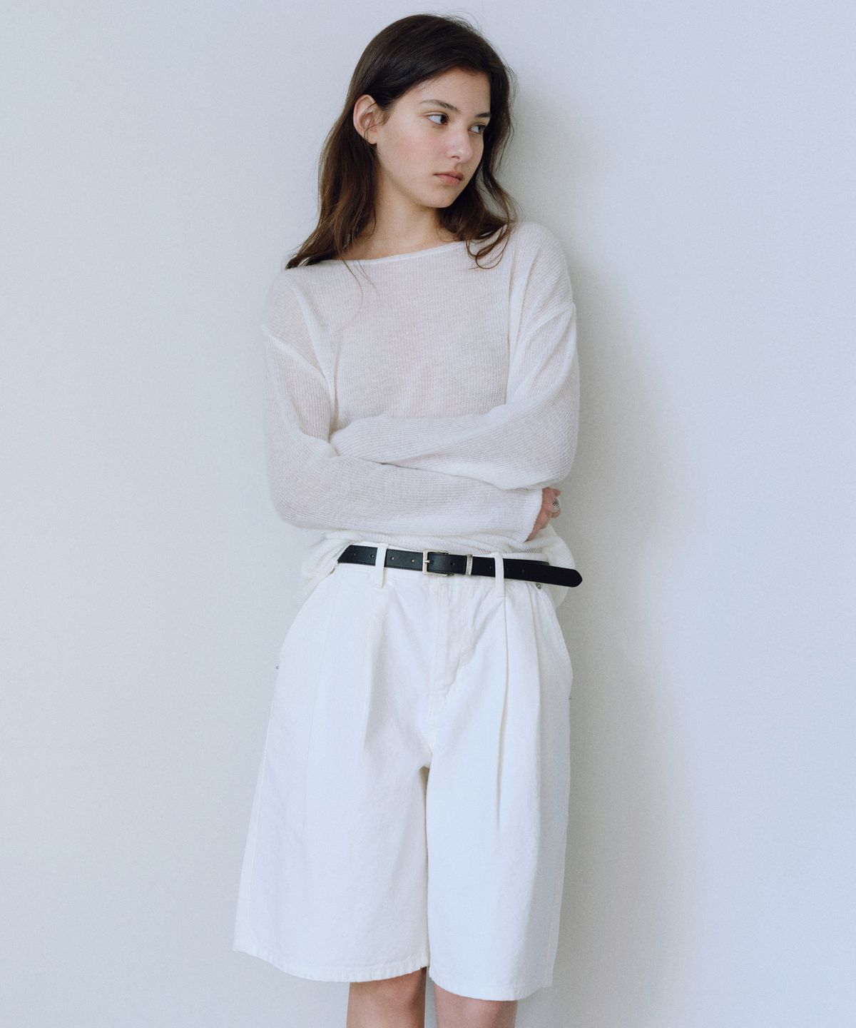 유라고(URAGO) Two-tuck bermuda denim pants