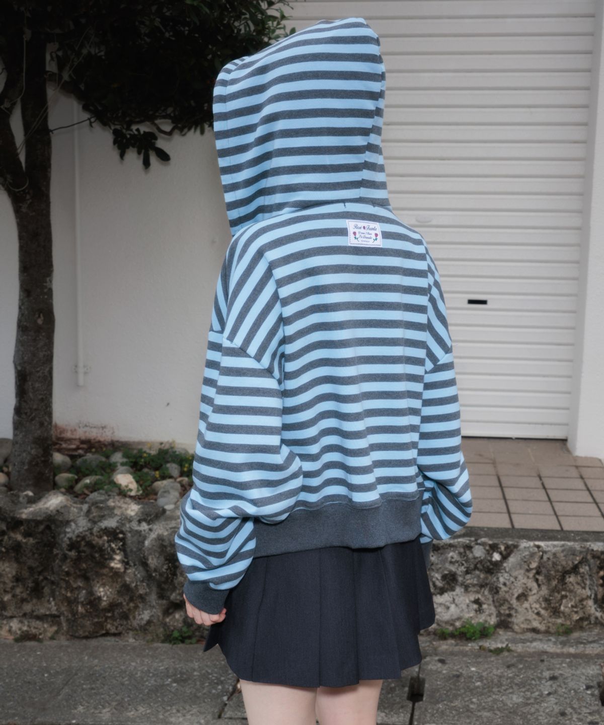 로제프란츠(ROSEFRANTZ) Patch Stripe Hood Zip-Up [Sky Blue]