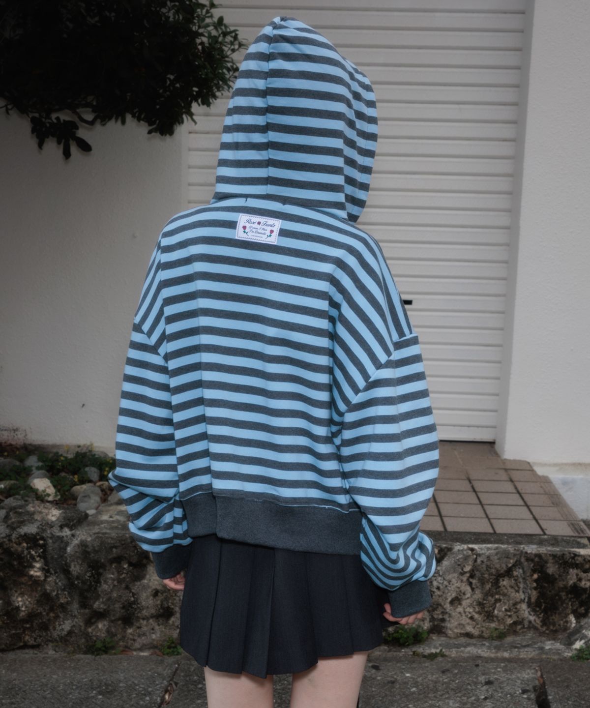 로제프란츠(ROSEFRANTZ) Patch Stripe Hood Zip-Up [Sky Blue]