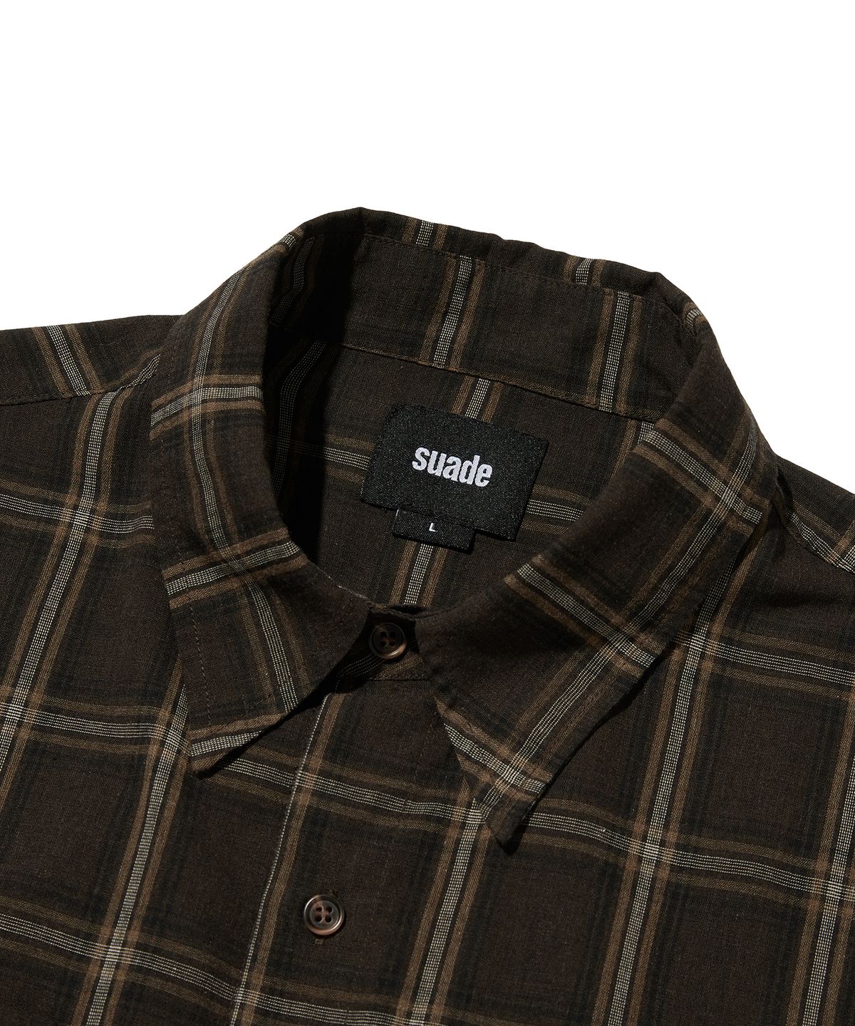 스웨이드(SUADE) CROPPED CHECK SHIRT [BROWN]