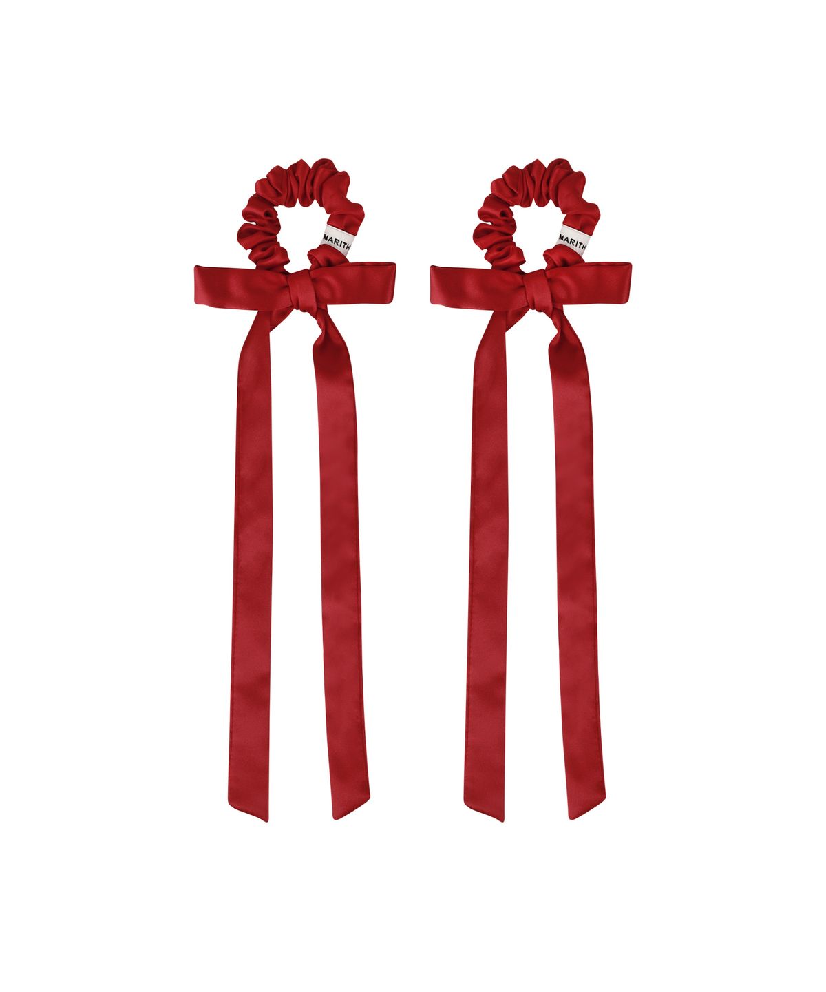 마리떼 프랑소와 저버(MARITHÉ + FRANҪOIS GIRBAUD) REGULAR LOGO SATIN HAIR RIBBON SCRUNCHIE 2PACK red