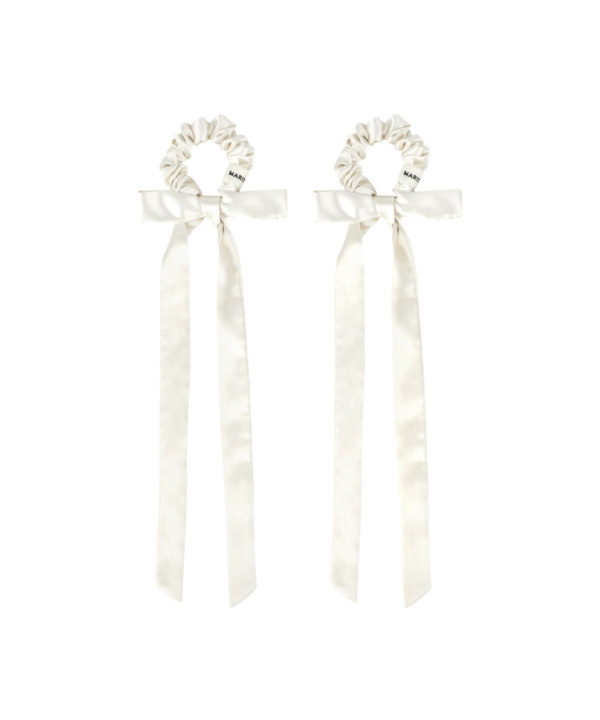 마리떼 프랑소와 저버(MARITHÉ + FRANҪOIS GIRBAUD) REGULAR LOGO SATIN HAIR RIBBON SCRUNCHIE 2PACK ivory