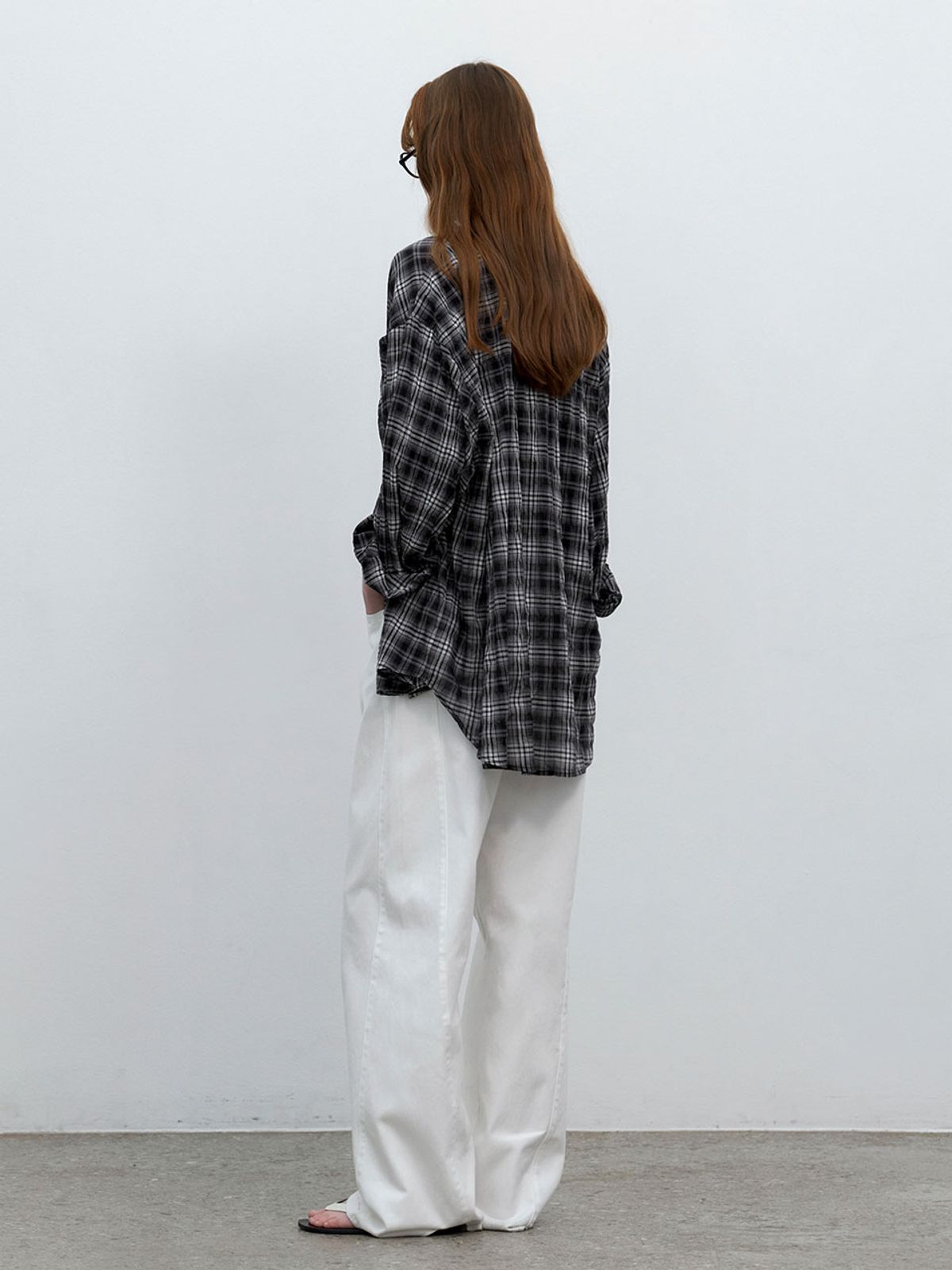아틀리에 나인(ATELIER NAIN) GRADATION PLAID CHECK OVERSIZED SHIRT (BL-4397)