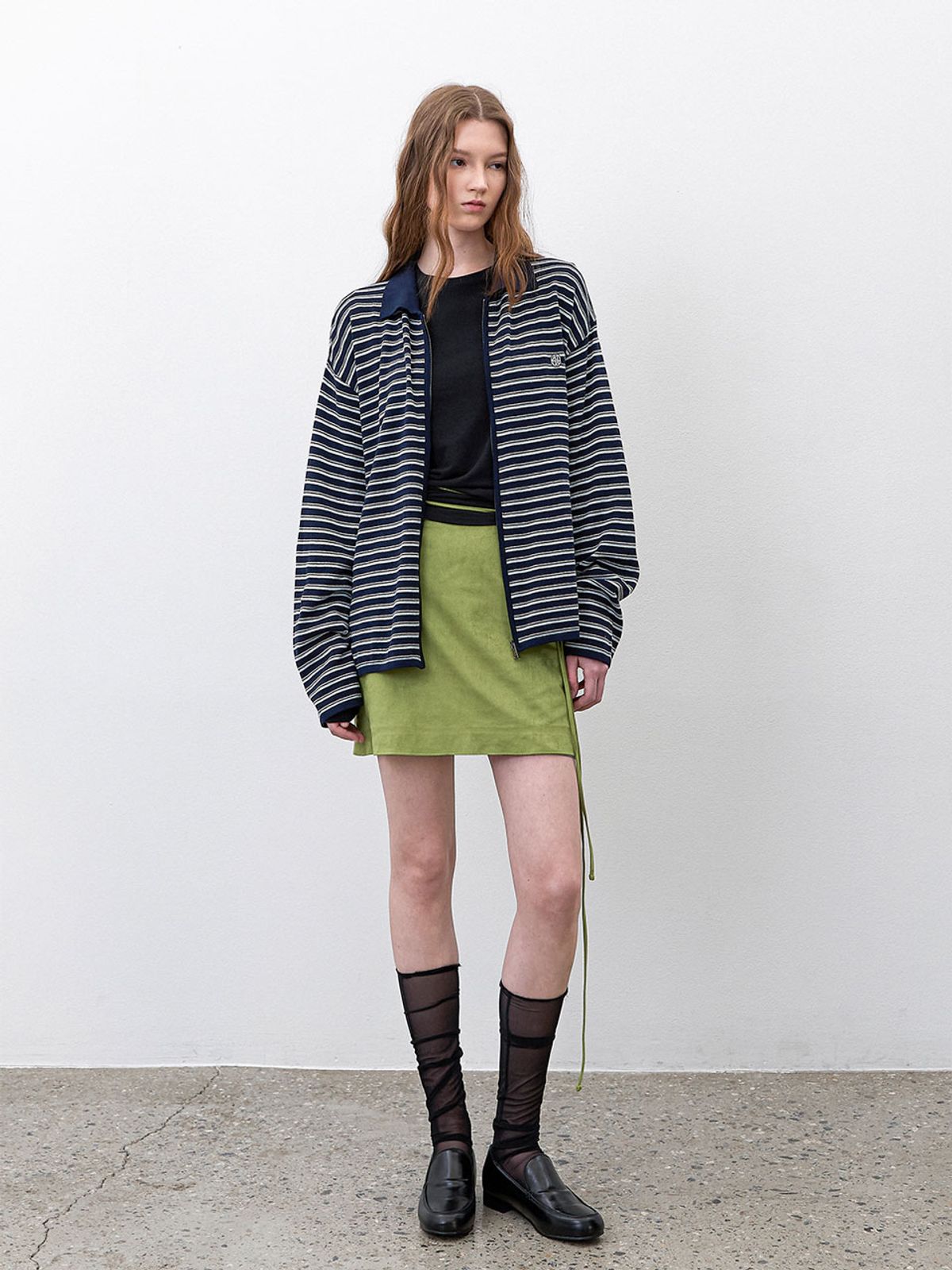 아틀리에 나인(ATELIER NAIN) MULTI STRIPE COLLAR ZIP-UP CARDIGAN (CD-2250)