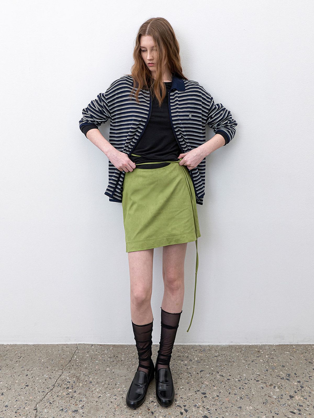 아틀리에 나인(ATELIER NAIN) MULTI STRIPE COLLAR ZIP-UP CARDIGAN (CD-2250)