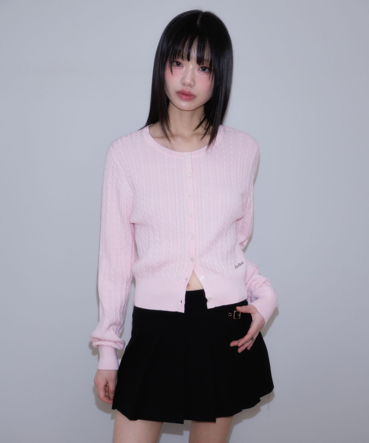 로제프란츠(ROSEFRANTZ) Cable Knit Basic Cardigan [Pink]