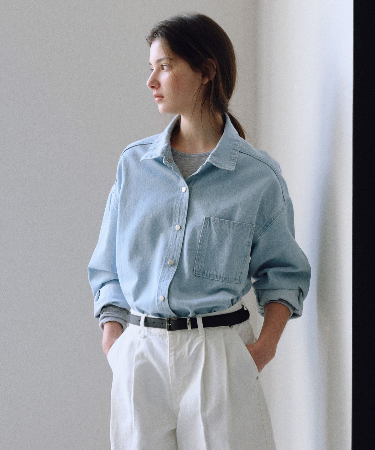 유라고(URAGO) Snap washed denim shirt