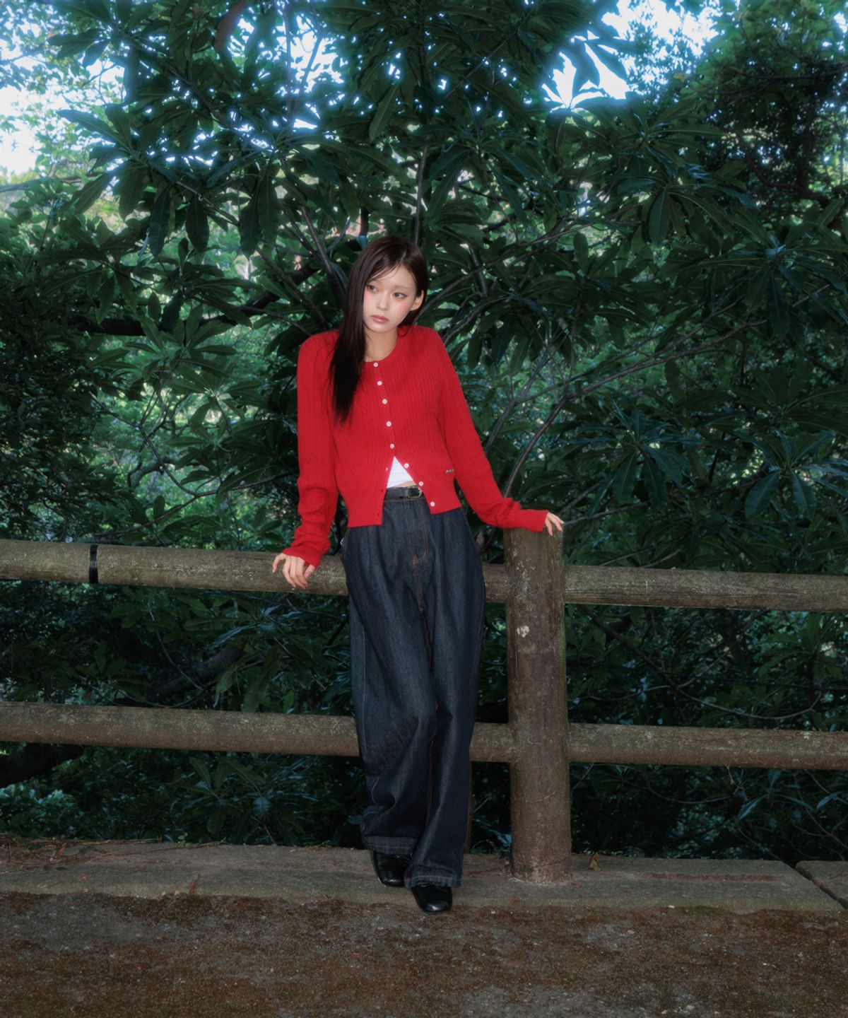 로제프란츠(ROSEFRANTZ) Cable Knit Basic Cardigan [Rose Red]