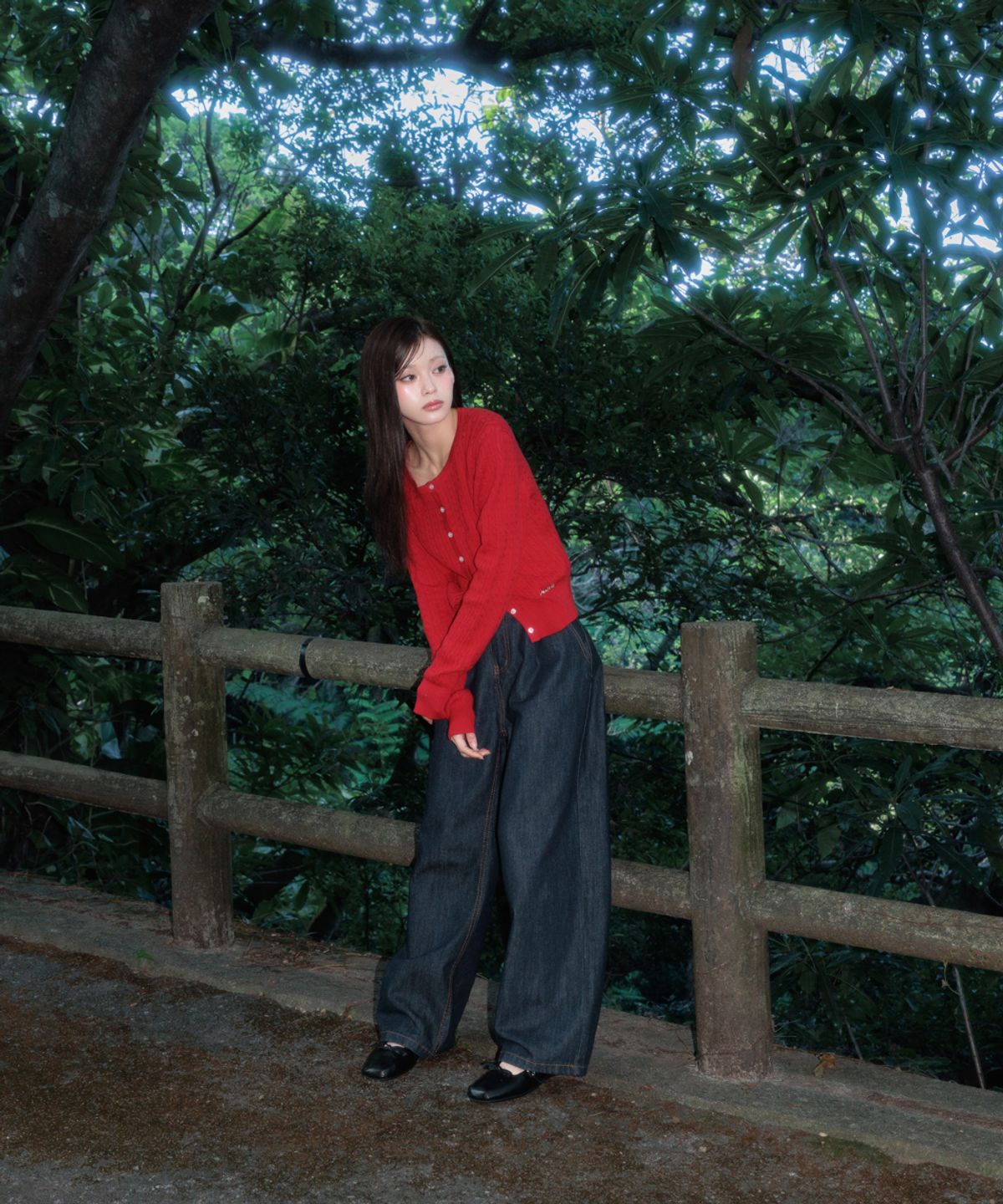 로제프란츠(ROSEFRANTZ) Cable Knit Basic Cardigan [Rose Red]