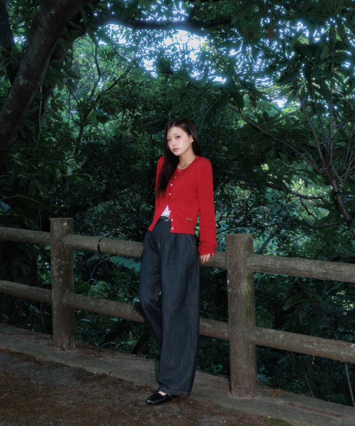로제프란츠(ROSEFRANTZ) Cable Knit Basic Cardigan [Rose Red]