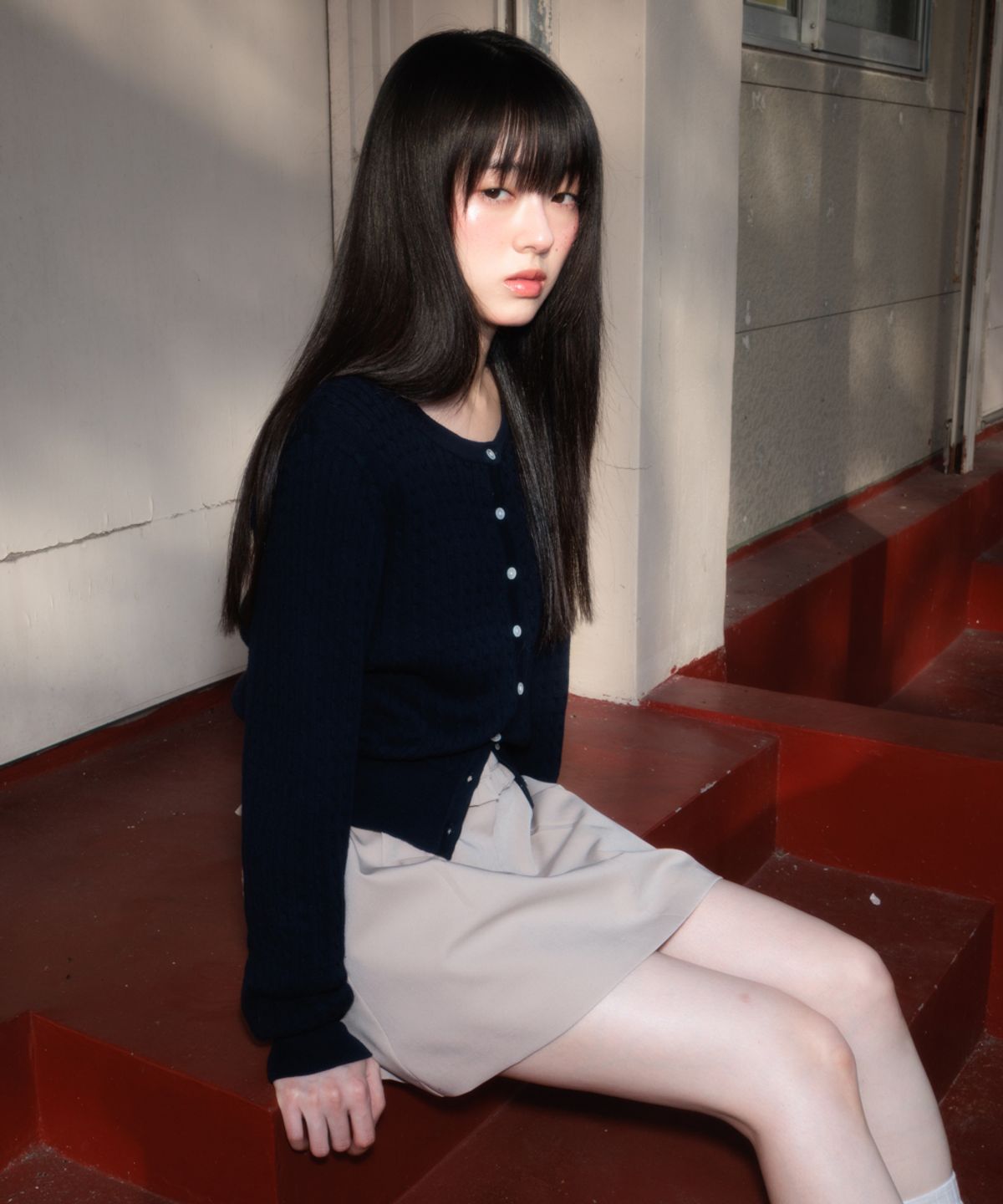 로제프란츠(ROSEFRANTZ) Cable Knit Basic Cardigan [Navy]