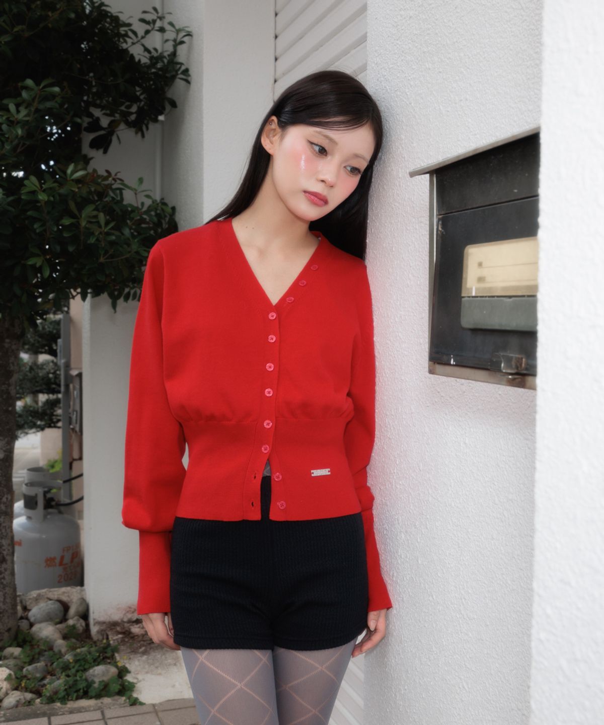 로제프란츠(ROSEFRANTZ) V-Neck Classic Button Cardigan [Rose Red]