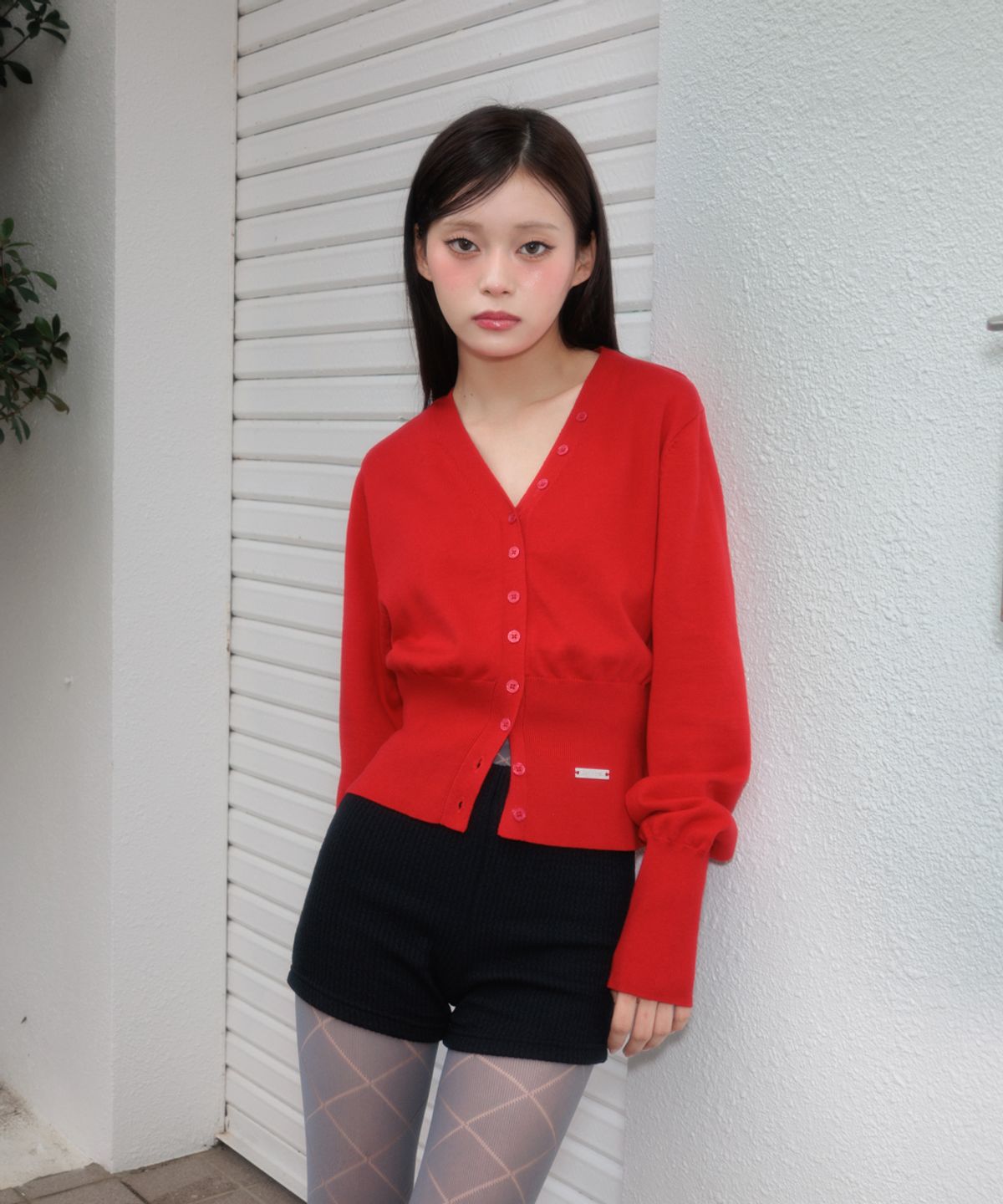 로제프란츠(ROSEFRANTZ) V-Neck Classic Button Cardigan [Rose Red]