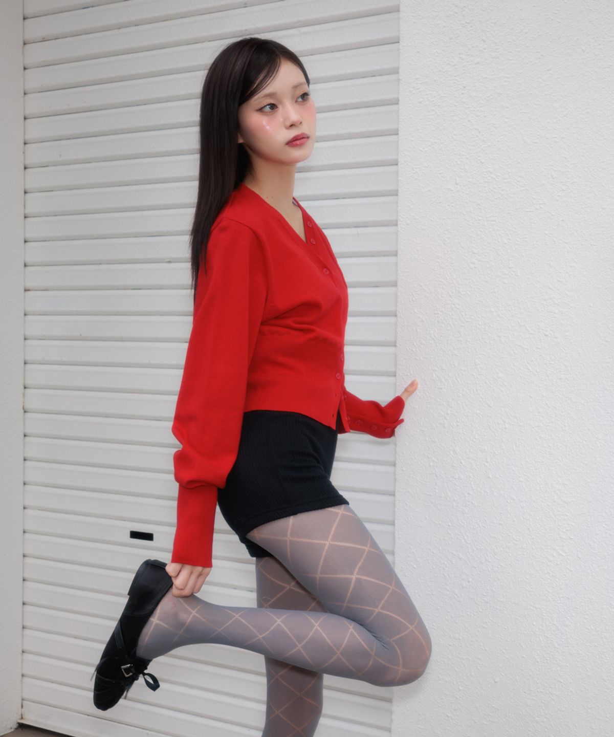 로제프란츠(ROSEFRANTZ) V-Neck Classic Button Cardigan [Rose Red]