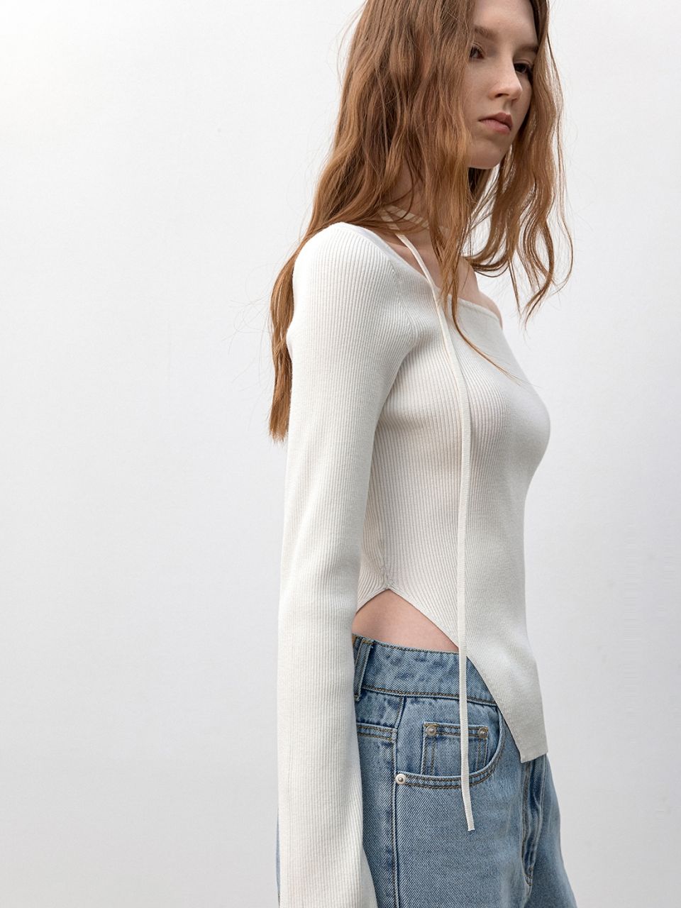 MUSINSA | ATELIER NAIN ONE OFF SHOULDER STRAP SLIM FIT KNIT (T-7180)