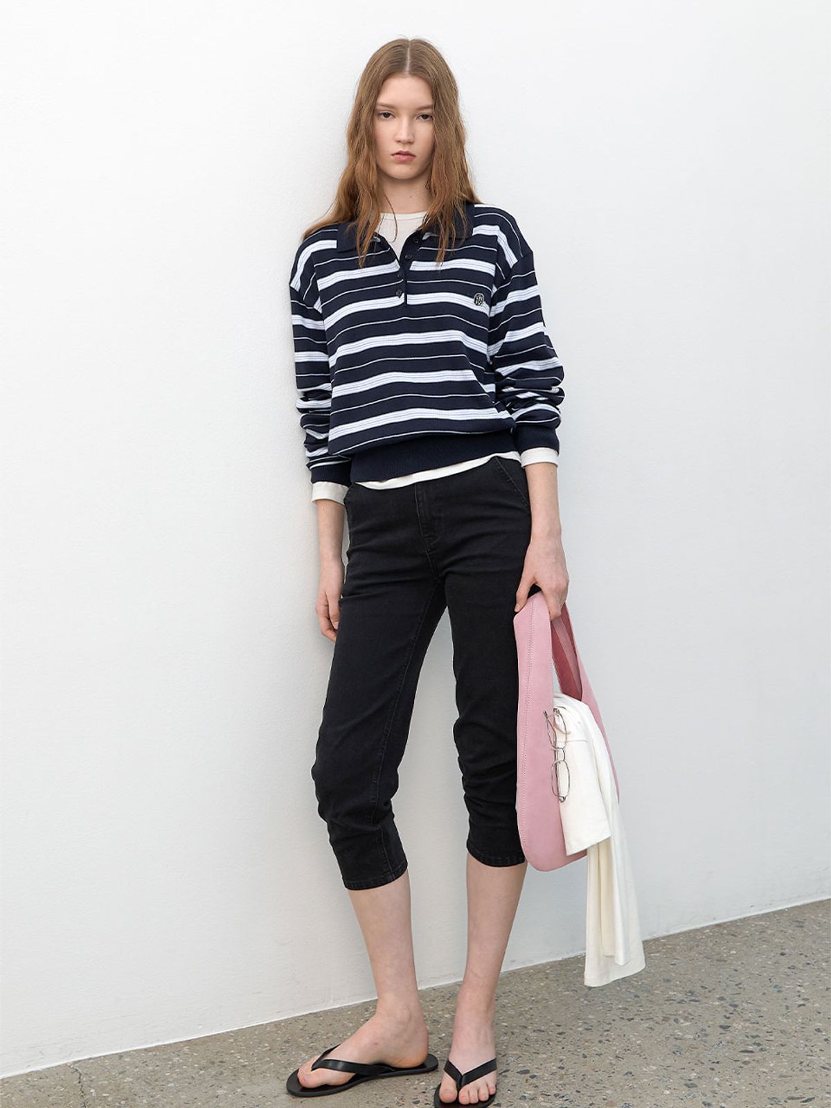 아틀리에 나인(ATELIER NAIN) MULTI STRIPE LOOSE FIT COLLAR KNIT (T-7179)
