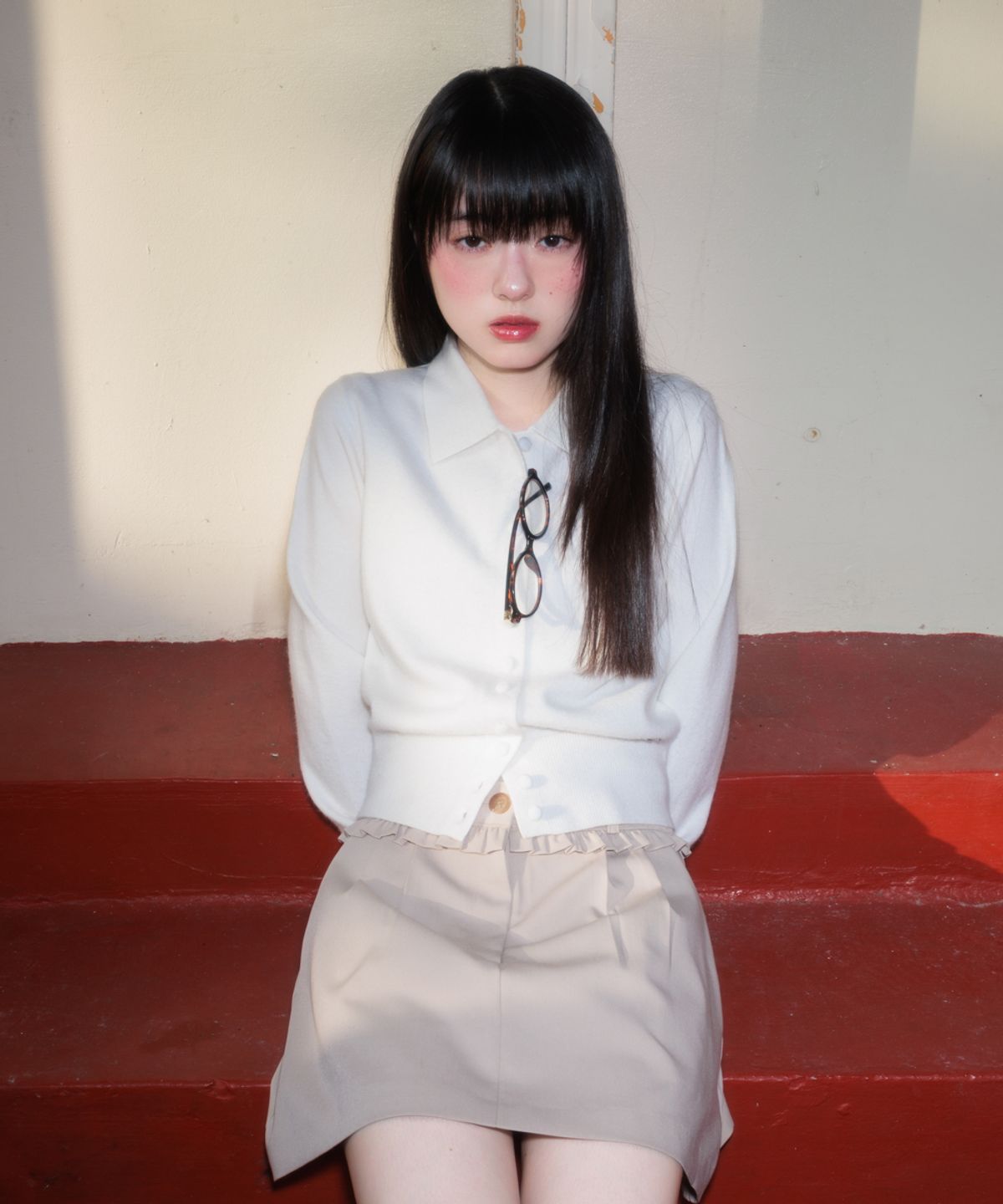 로제프란츠(ROSEFRANTZ) Fabric Button Collar Cardigan [Ivory]
