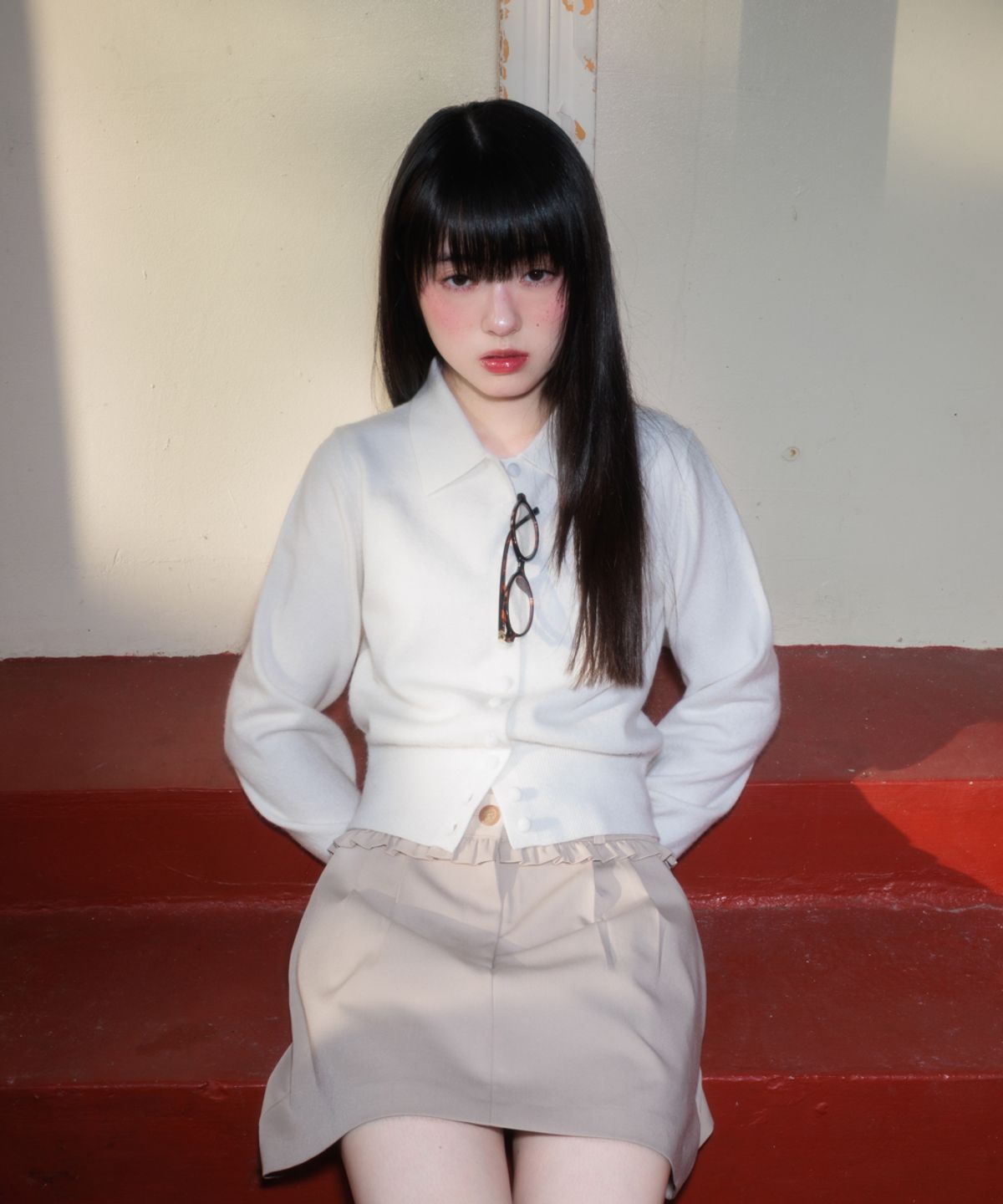 로제프란츠(ROSEFRANTZ) Fabric Button Collar Cardigan [Ivory]