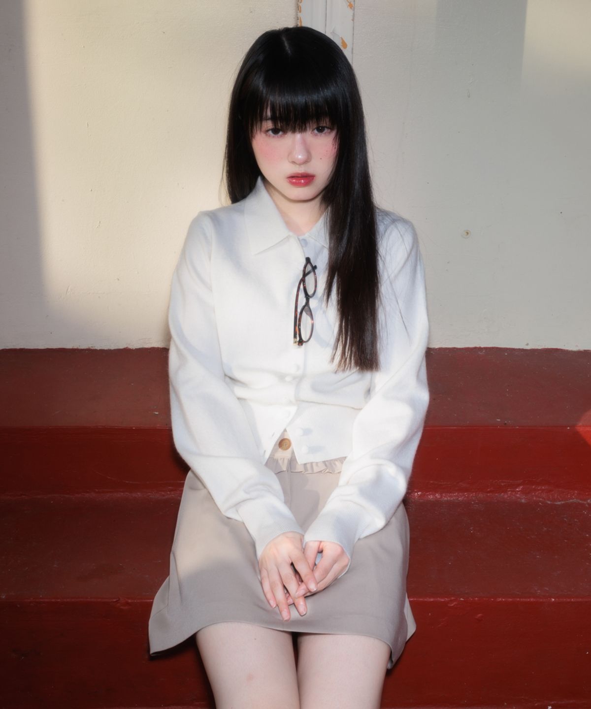 로제프란츠(ROSEFRANTZ) Fabric Button Collar Cardigan [Ivory]