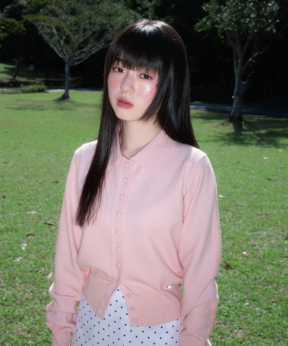 로제프란츠(ROSEFRANTZ) Fabric Button Collar Cardigan [Pink]