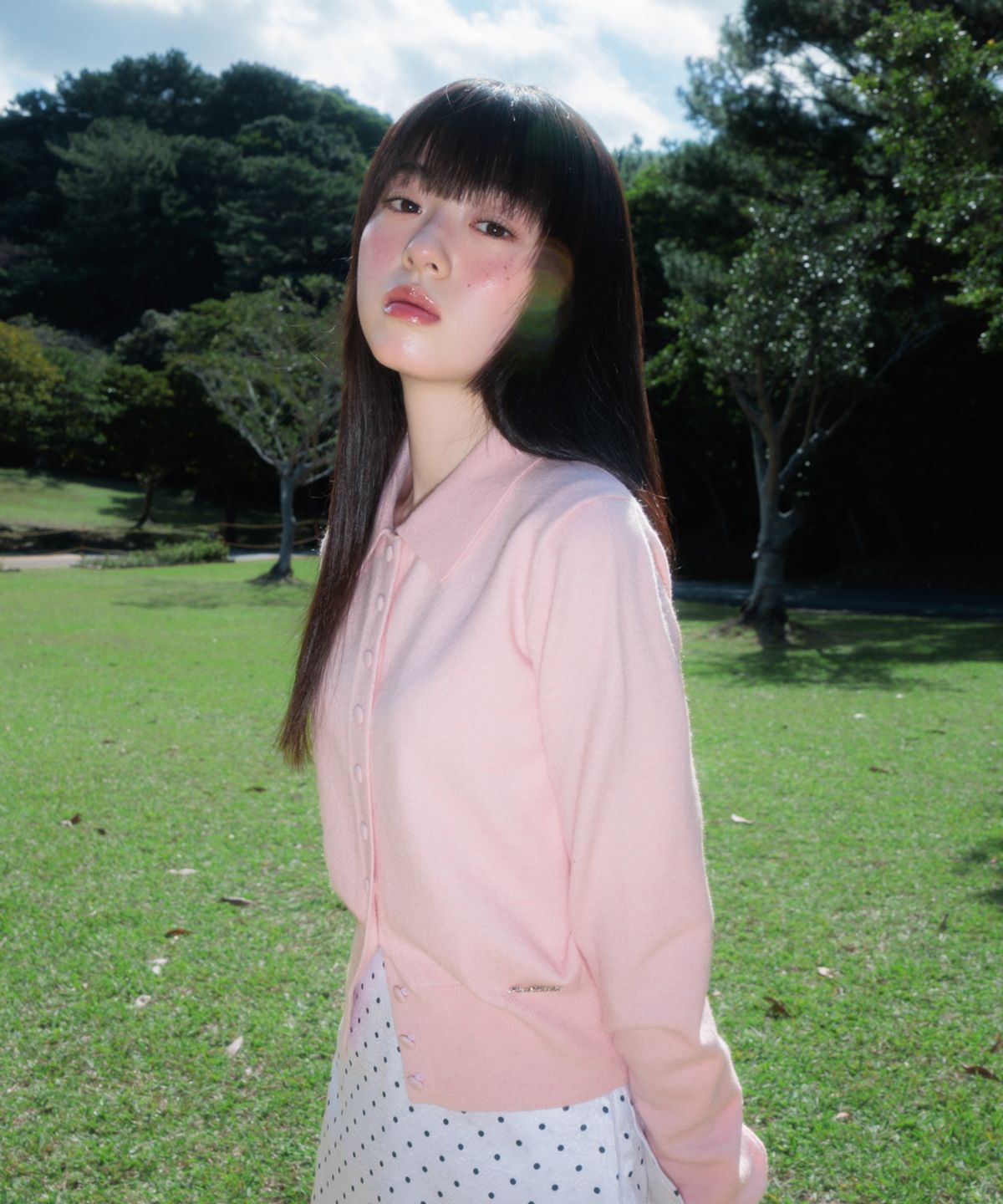 로제프란츠(ROSEFRANTZ) Fabric Button Collar Cardigan [Pink]