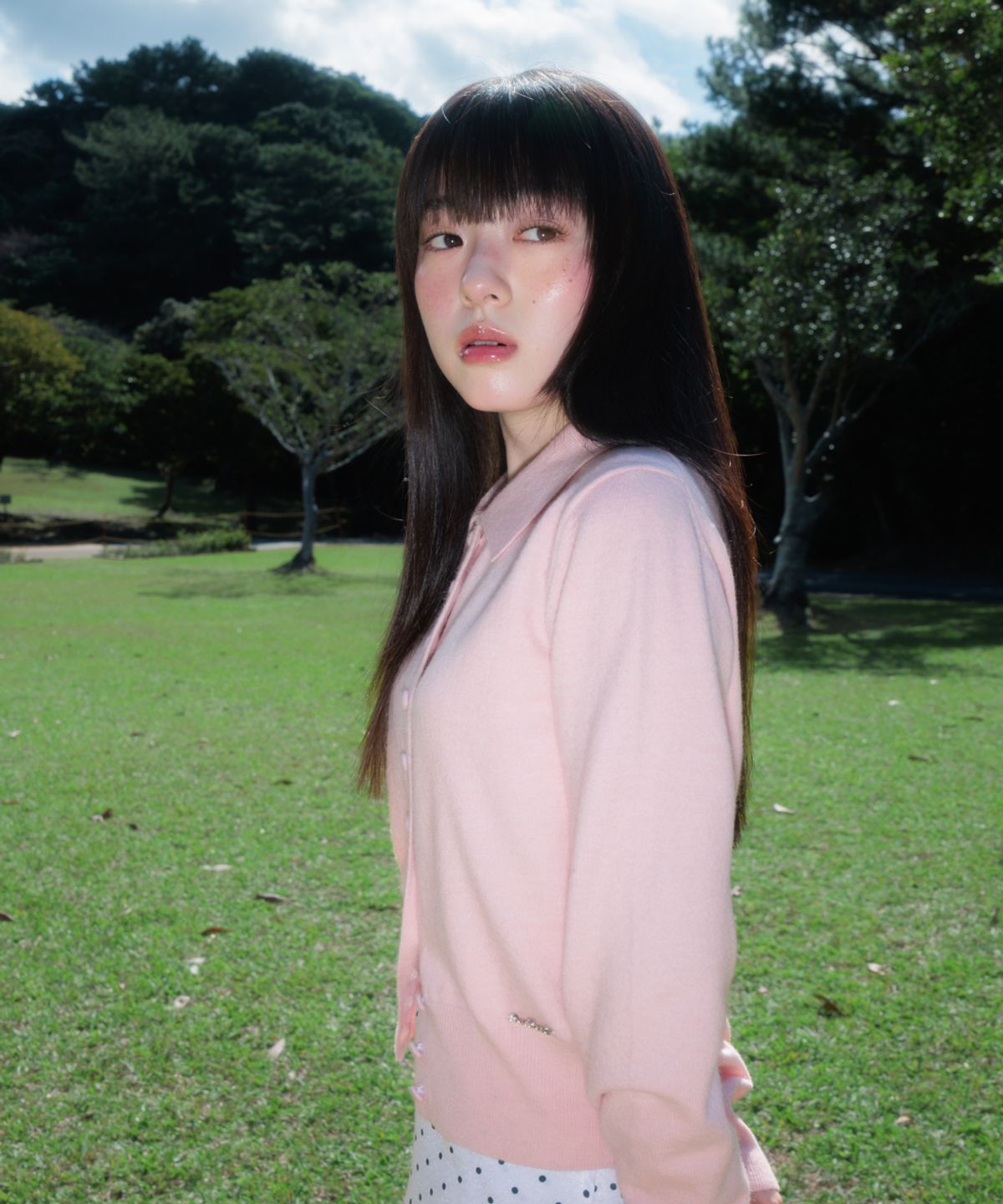 로제프란츠(ROSEFRANTZ) Fabric Button Collar Cardigan [Pink]