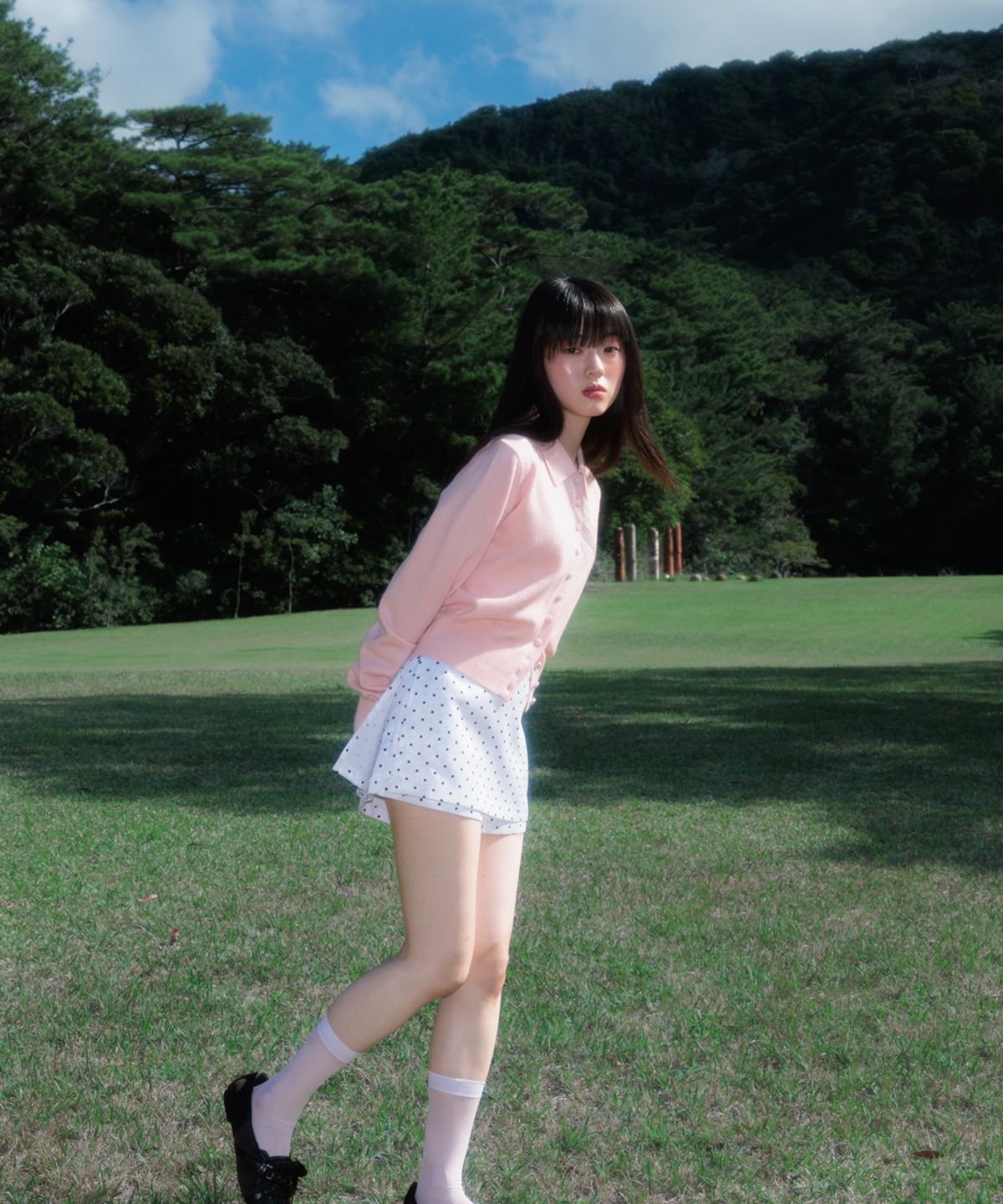 로제프란츠(ROSEFRANTZ) Fabric Button Collar Cardigan [Pink]