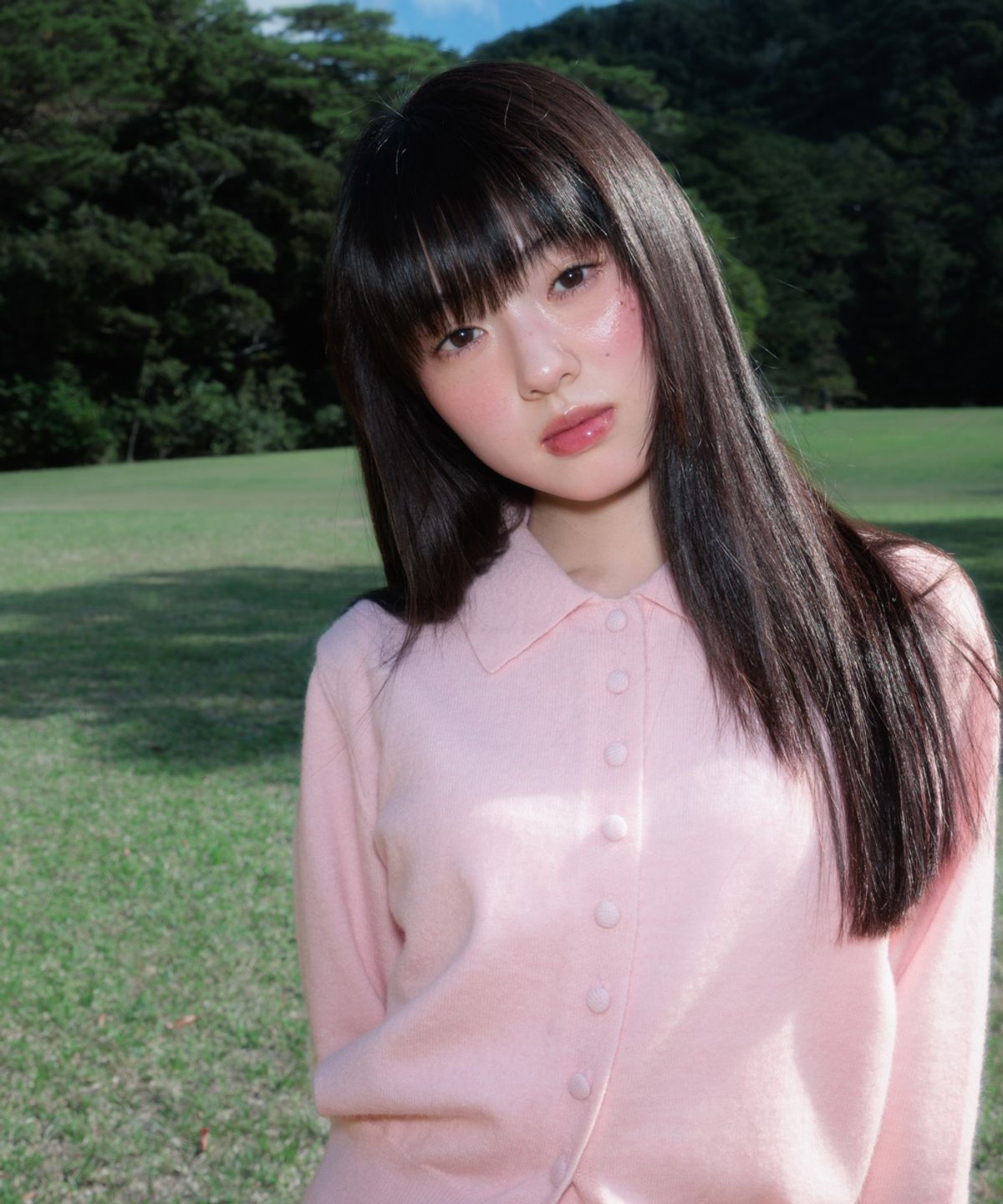 로제프란츠(ROSEFRANTZ) Fabric Button Collar Cardigan [Pink]