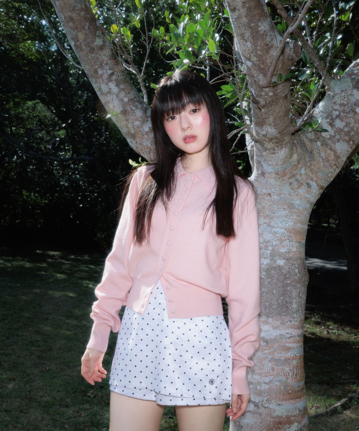 로제프란츠(ROSEFRANTZ) Fabric Button Collar Cardigan [Pink]