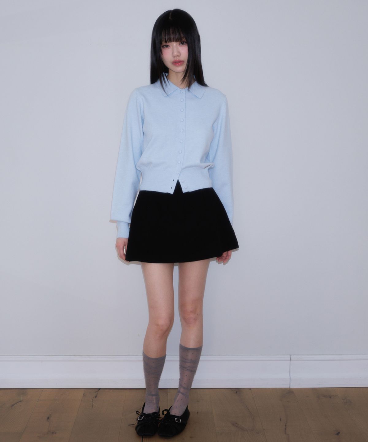 로제프란츠(ROSEFRANTZ) Fabric Button Collar Cardigan [Sky Blue]