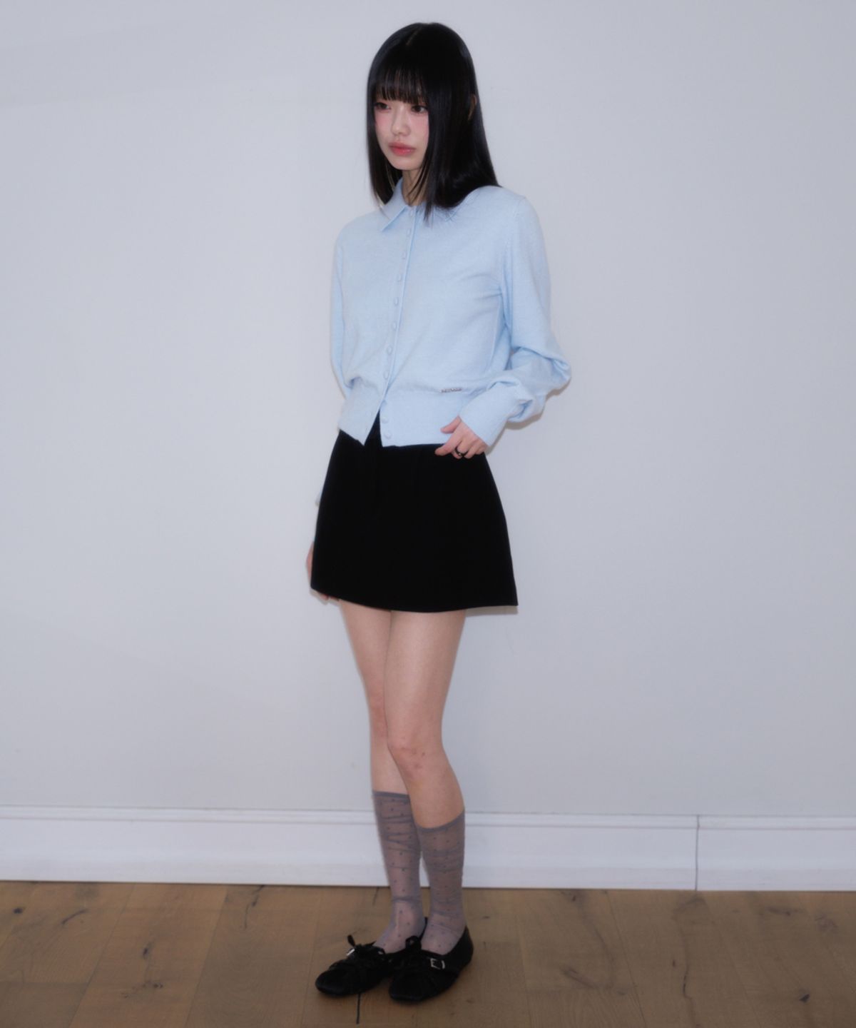 로제프란츠(ROSEFRANTZ) Fabric Button Collar Cardigan [Sky Blue]