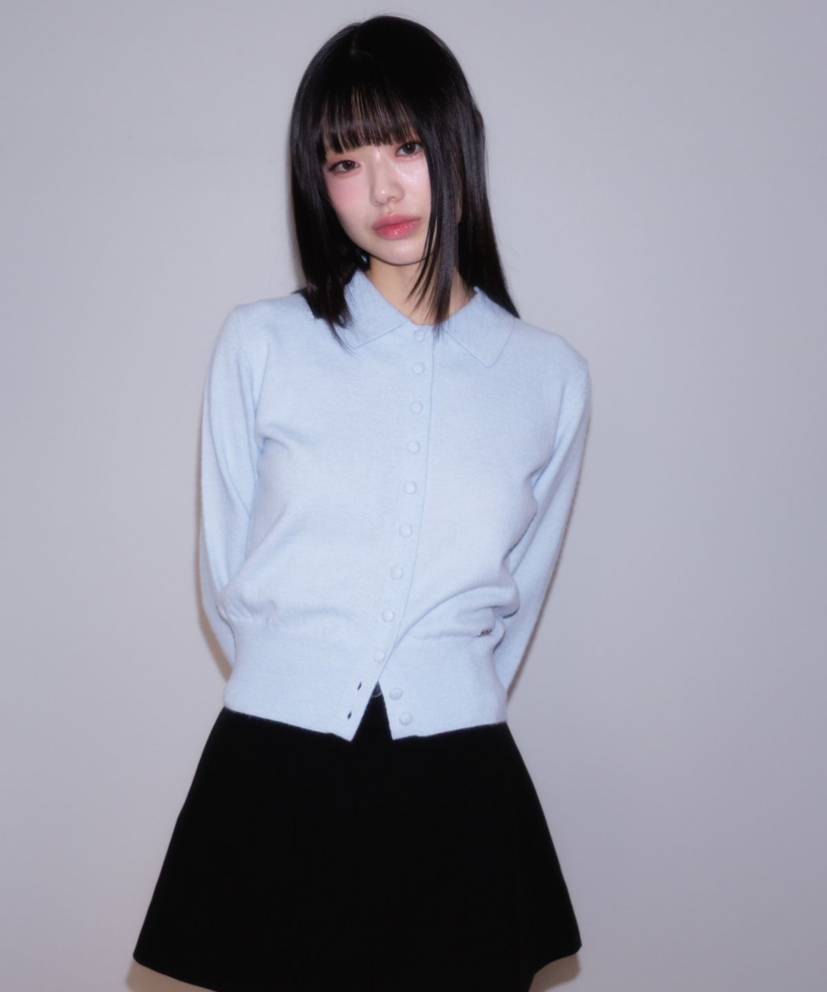 로제프란츠(ROSEFRANTZ) Fabric Button Collar Cardigan [Sky Blue]