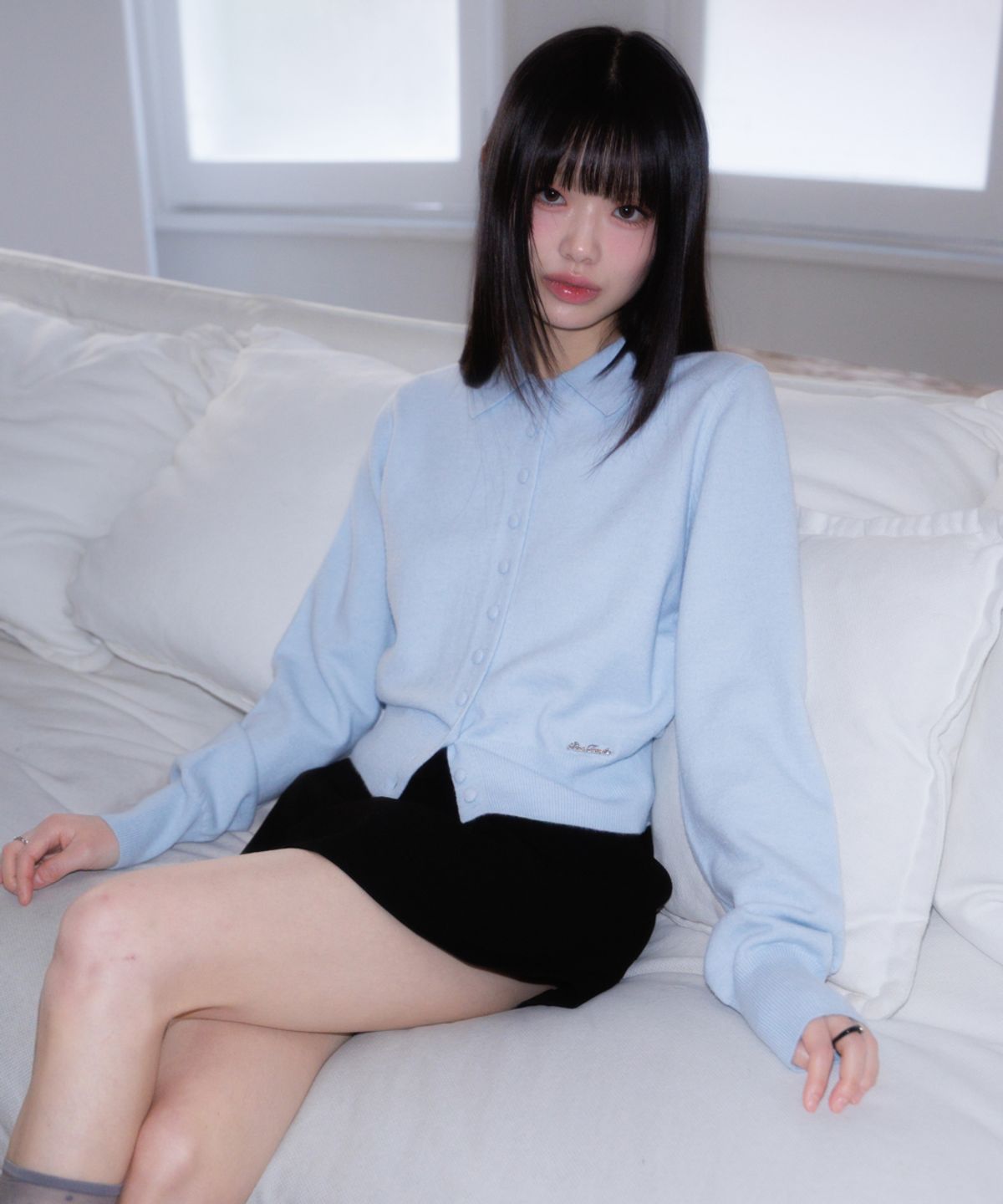 로제프란츠(ROSEFRANTZ) Fabric Button Collar Cardigan [Sky Blue]